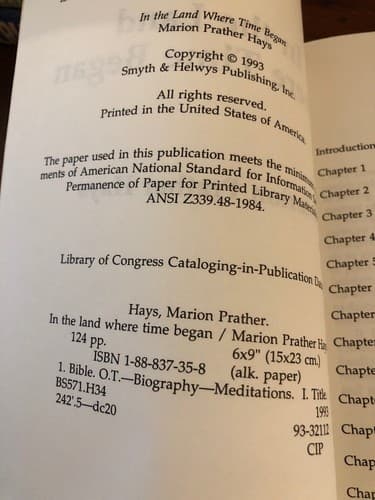 AUTOGRAPHED In the Land Where Time Began 1st Edition Marion Prather Hays - Thumbnail 3