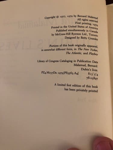 Dubin's Lives -Proper 1st Edition 3rd State Tipped In Page 231 Bernard Malamud - Thumbnail 3