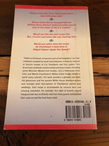 AUTOGRAPHED Politics & Pot Roast: A Flavorful Look at the Presidency COOKBOOK - Thumbnail 3