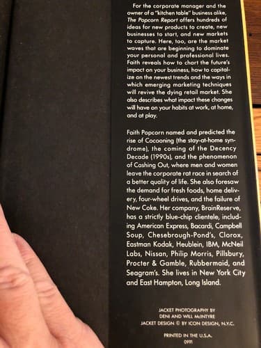 AUTOGRAPHED The Popcorn Report 1st Edition Hardcover Faith Popcorn - Thumbnail 4
