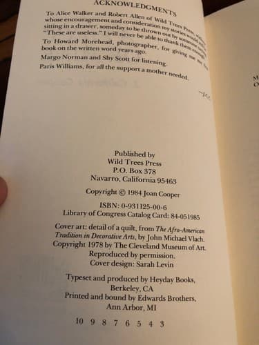 AUTOGRAPHED A Piece of Mine /first Publication Of Alice Walkers Press WILD TREES - Thumbnail 4