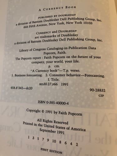 AUTOGRAPHED The Popcorn Report 1st Edition Hardcover Faith Popcorn - Thumbnail 5