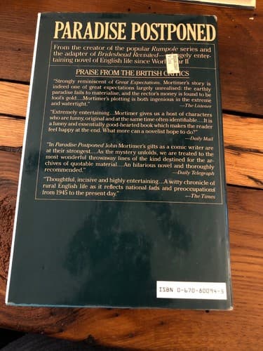 PARADISE POSTPONED 1st Edition Hardcover John Mortimer - Thumbnail 6