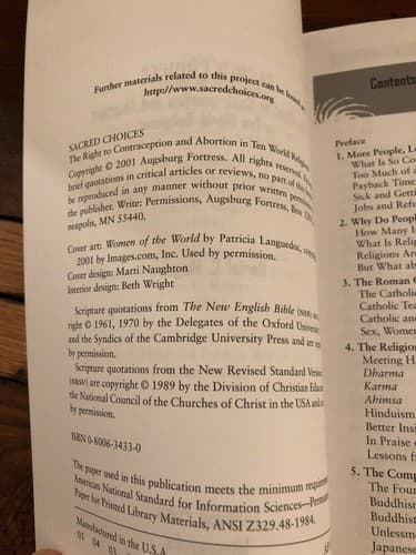 AUTOGRAPHED Sacred Choices Right to Contraception/Abortion in World Religions - Thumbnail 3