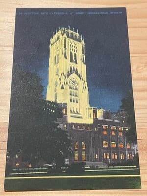 Scottish Rite Cathedral Indianapolis IN Night Postcard Craft Greeting Card Co - Image 1