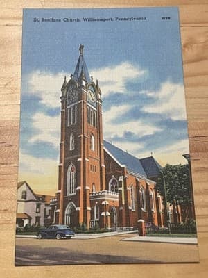 St Boniface Church Williamsport PA Postcard Unposted Linen WP8 Vintage Church - Image 1