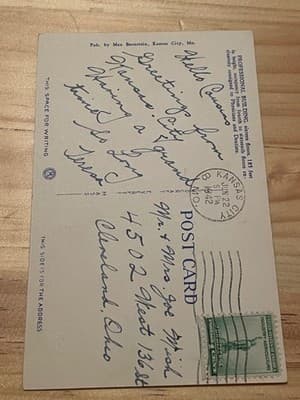 Kansas City Professional Building Postcard 1942 Max Bernstein Vintage Postmarked - Thumbnail 2