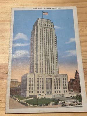 City Hall Kansas City MO Postcard Unposted Vintage Art Deco Building 20996 - Image 1
