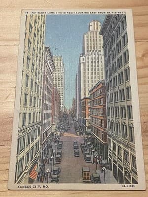 Kansas City MO Petticoat Lane 11th St Looking East Vintage Postcard Mailed - Image 1