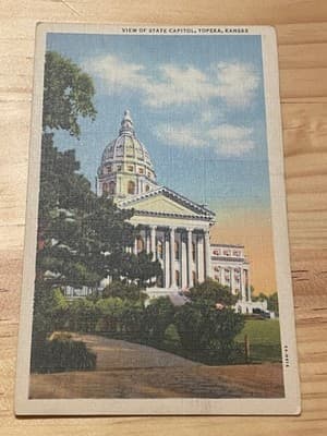 Curteich Postcard Topeka KS State Capitol Linen Unposted Vintage CT ArtColortone - Image 1