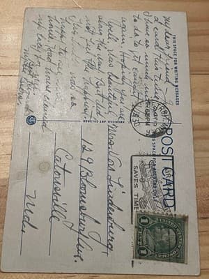 Fisher Building Detroit Postcard Vintage Linen Cars Handwritten Back 116557 - Thumbnail 2
