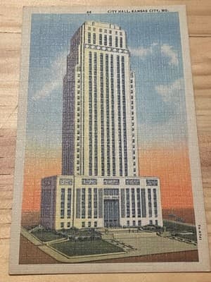 CurteichChicago Postcard City Hall Kansas City MO Linen Texture Vintage Unposted - Image 1