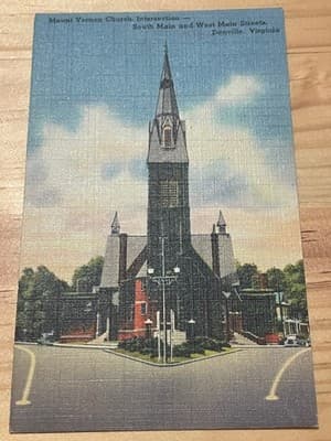 Mount Vernon Church Danville Virginia Postcard Tichnor Linen Parkers Book Store - Image 1