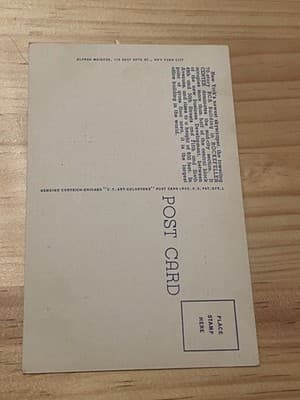 Curteich New York RCA Building Rockefeller Center Night Postcard Gottscho Linen - Thumbnail 2