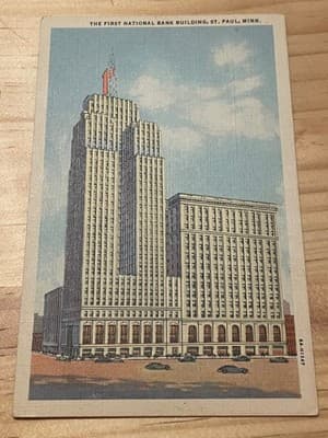 Curteich Chicago Postcard The First National Bank Building St Paul Minn Vintage - Image 1