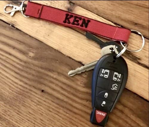 MY KEYS Personalized Embroidered key Strap Key Ring keychain W/ Clasp - Thumbnail 2