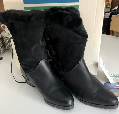 Rare Blondo Womens Boot Audrey Wool Sherling Fur Trimmed Black, Sz 12 2A #608mmw - Thumbnail 6