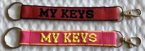 MY KEYS Personalized Embroidered key Strap Key Ring keychain W/ Clasp - Image 1