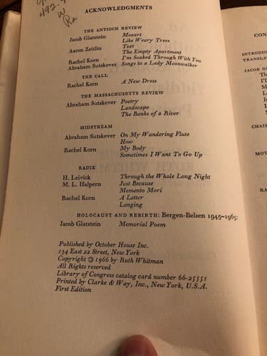 An Anthology of Modern Yiddish Poetry 1st Edition Hardcover Ex library Copy - Thumbnail 4
