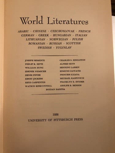 World Literatures 1956 Pittsburgh Press HC 1st Edition. - Thumbnail 4