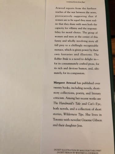 The Robber Bride1st Edition Hardcover Margaret Atwood - Thumbnail 3