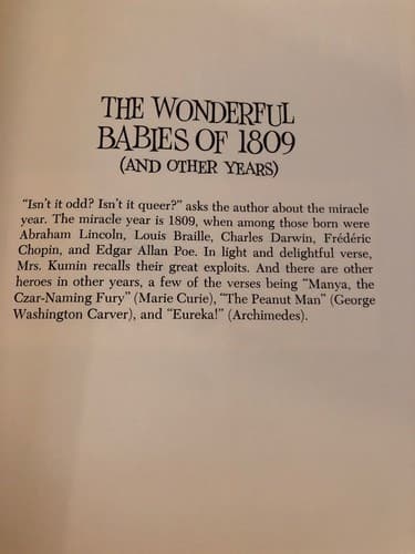 The Wonderful Babies of 1809 and Other Years 1st Edition Hardcover Maxine Kumin - Thumbnail 3