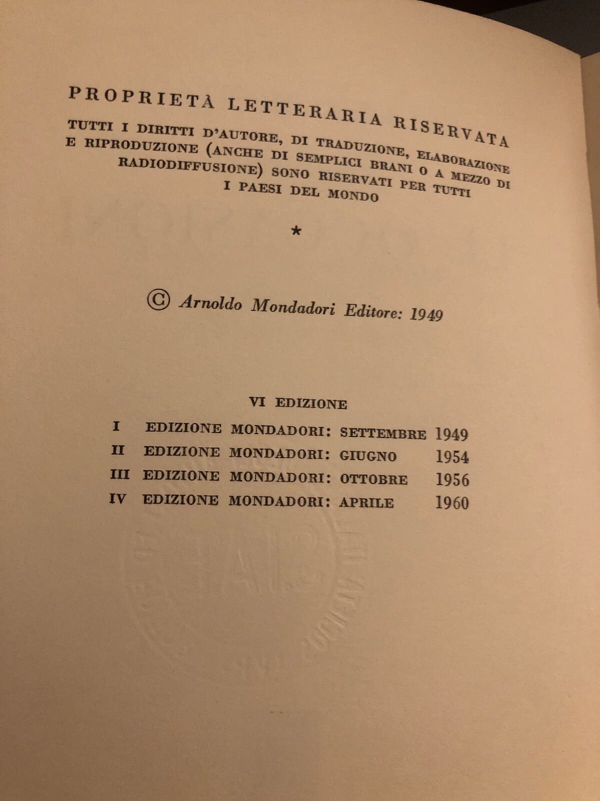 EUGENIO MONTALE POESIE II LE OCCASIONI 1928-1939 MONDADORI c.1949 4th print 1960 - Thumbnail 5