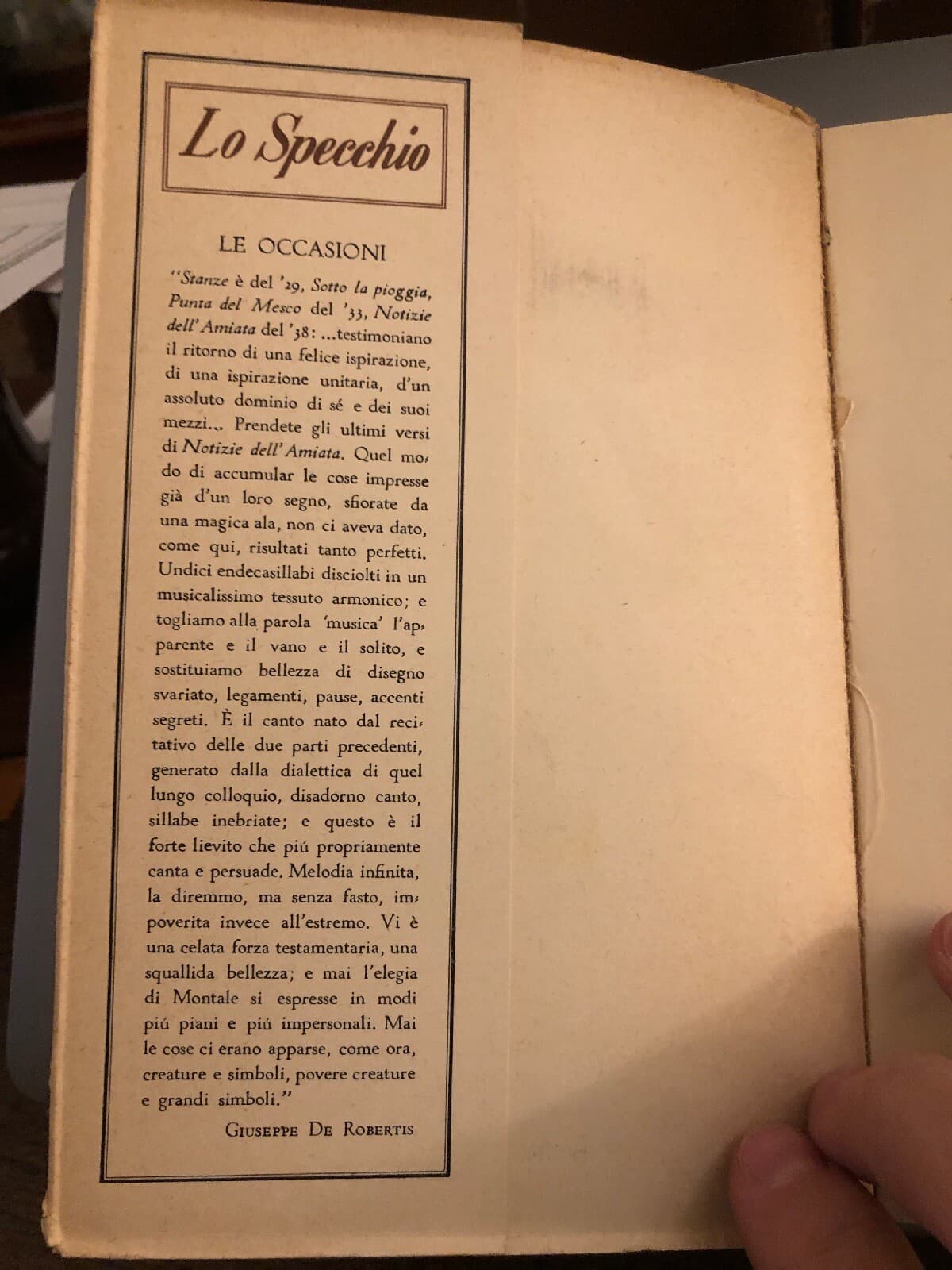 EUGENIO MONTALE POESIE II LE OCCASIONI 1928-1939 MONDADORI c.1949 4th print 1960 - Thumbnail 3