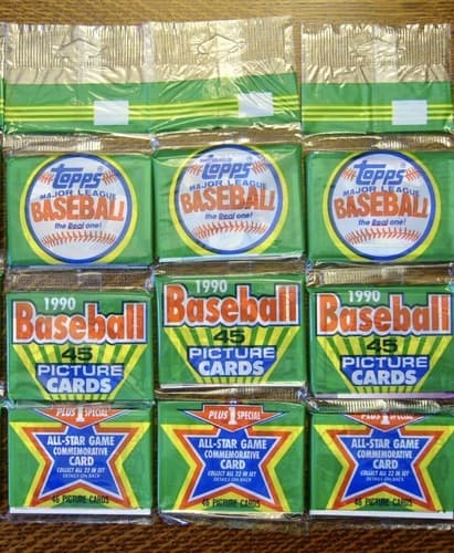LOT OF 3 - 1990 TOPPS RACK PACKS - 45 FACTORY SEALED BASEBALL CARDS - UNSEARCHED - Image 1