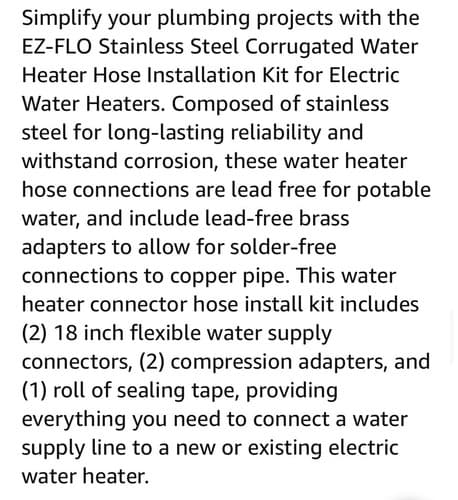 Eastman Water-Flex #48281 18" x 3/4" Electric Water Heater Installation Kit - Thumbnail 12