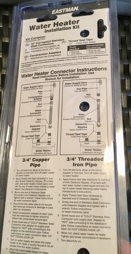 Eastman Water-Flex #48281 18" x 3/4" Electric Water Heater Installation Kit - Thumbnail 6