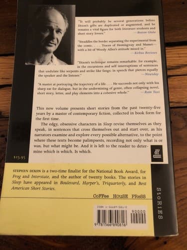 AUTOGRAPHED Sleep 1st Edition Stephen Dixon 1999 - Thumbnail 3