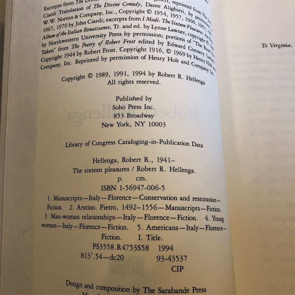 The Sixteen Pleasures by Robert Hellenga Paperback Novel 1994 Fiction - Thumbnail 5