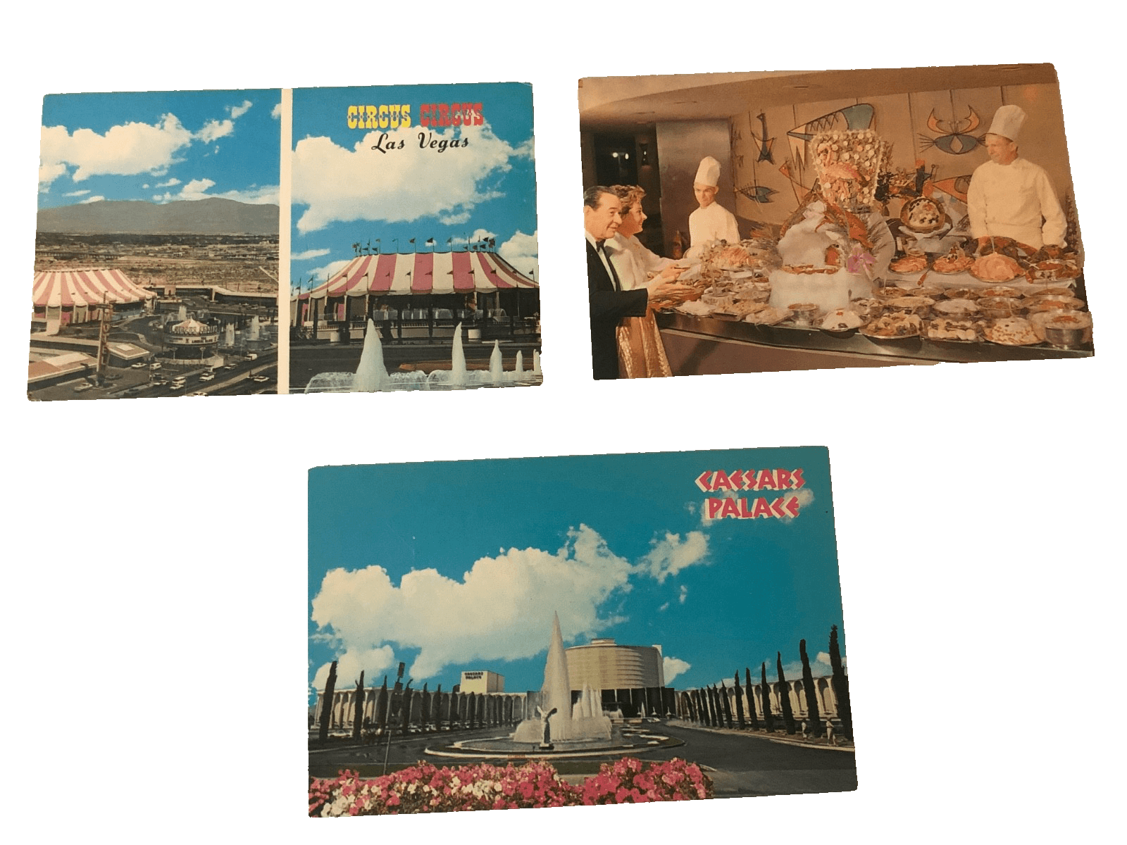 Three Las Vegas vintage postcards casinos and restaurant - Image 1