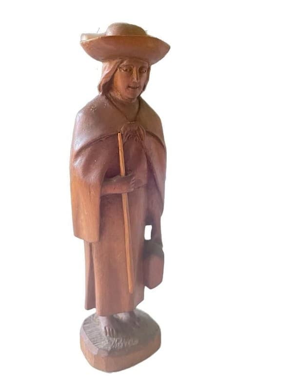 Vintage Hand Carved Wooden Man with Dog Folk Art Sculpture from Ecuador - Thumbnail 4