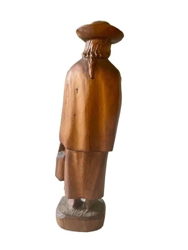 Vintage Hand Carved Wooden Man with Dog Folk Art Sculpture from Ecuador - Thumbnail 5