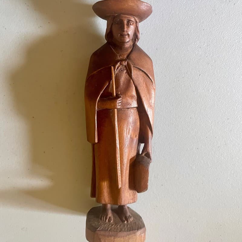 Vintage Hand Carved Wooden Man with Dog Folk Art Sculpture from Ecuador - Thumbnail 2
