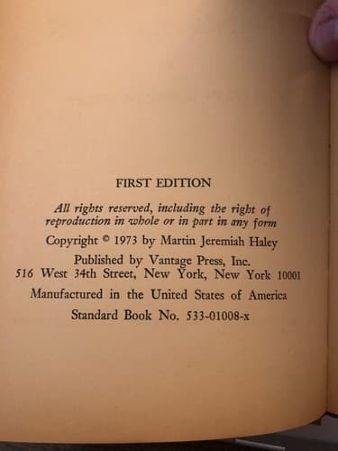 A Rainbow For A Dying Old Man 1973 Stated First Edition Martin Jeremiah Haley - Thumbnail 4