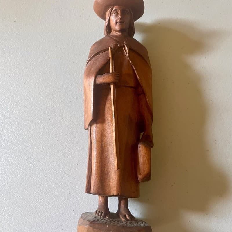 Vintage Hand Carved Wooden Man with Dog Folk Art Sculpture from Ecuador - Image 1
