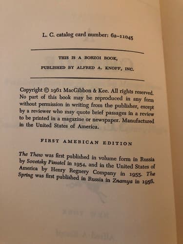 A Change of Season Combined The Thaw /The Spring 1st American ed. 1962 - Thumbnail 7