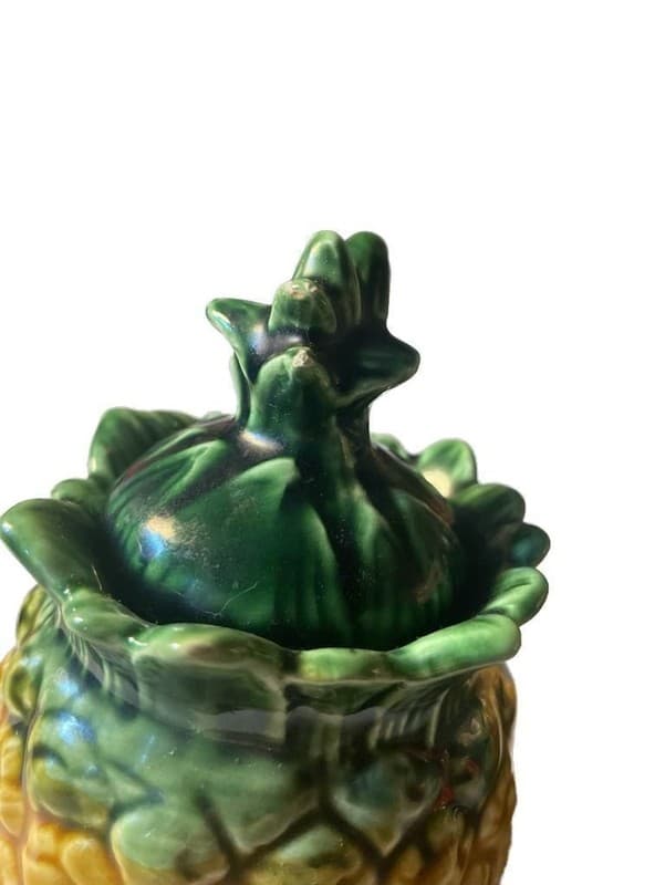 Vintage Majolica Pineapple creamer & sugar - Thumbnail 7