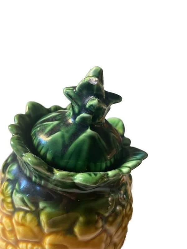 Vintage Majolica Pineapple creamer & sugar - Thumbnail 6