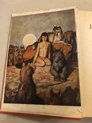 Vintage Two Jungle Books Rudyard Kipling Red Cloth HC Illustrated Children's - Thumbnail 4