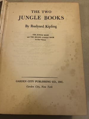 Vintage Two Jungle Books Rudyard Kipling Red Cloth HC Illustrated Children's - Thumbnail 5