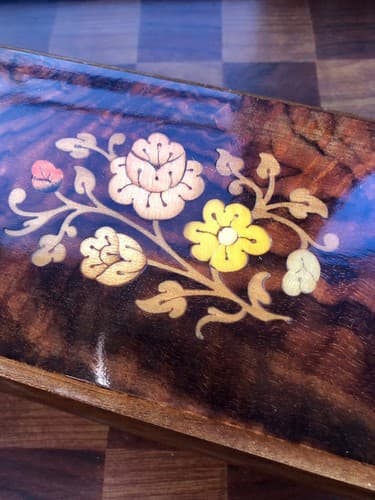 Vintage Music Box Inlaid Wood Intarsitalia Italy Sankyo japan movement ‘memory’ - Thumbnail 2