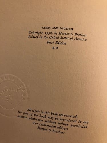 Crisis and decision, 1938 1st edition Solomon Goldman pub. harper bros. ex-libr. - Thumbnail 3
