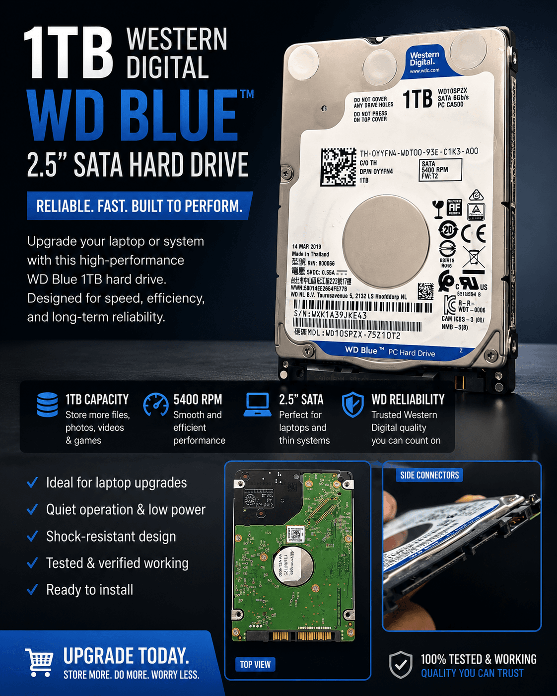 Western Digital WD Blue 1TB 2.5" SATA Hard Drive - Image 1