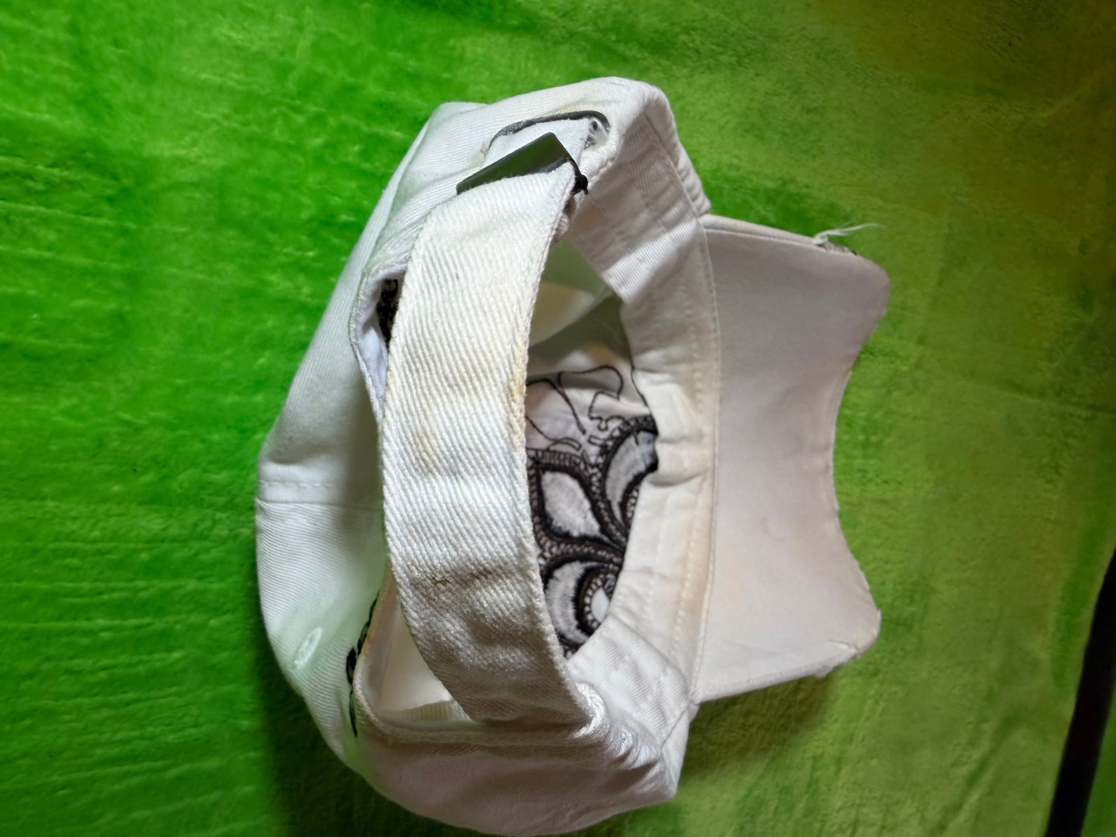 Embellished Fleur-de-Lis White Cap with Rhinestones - Thumbnail 6