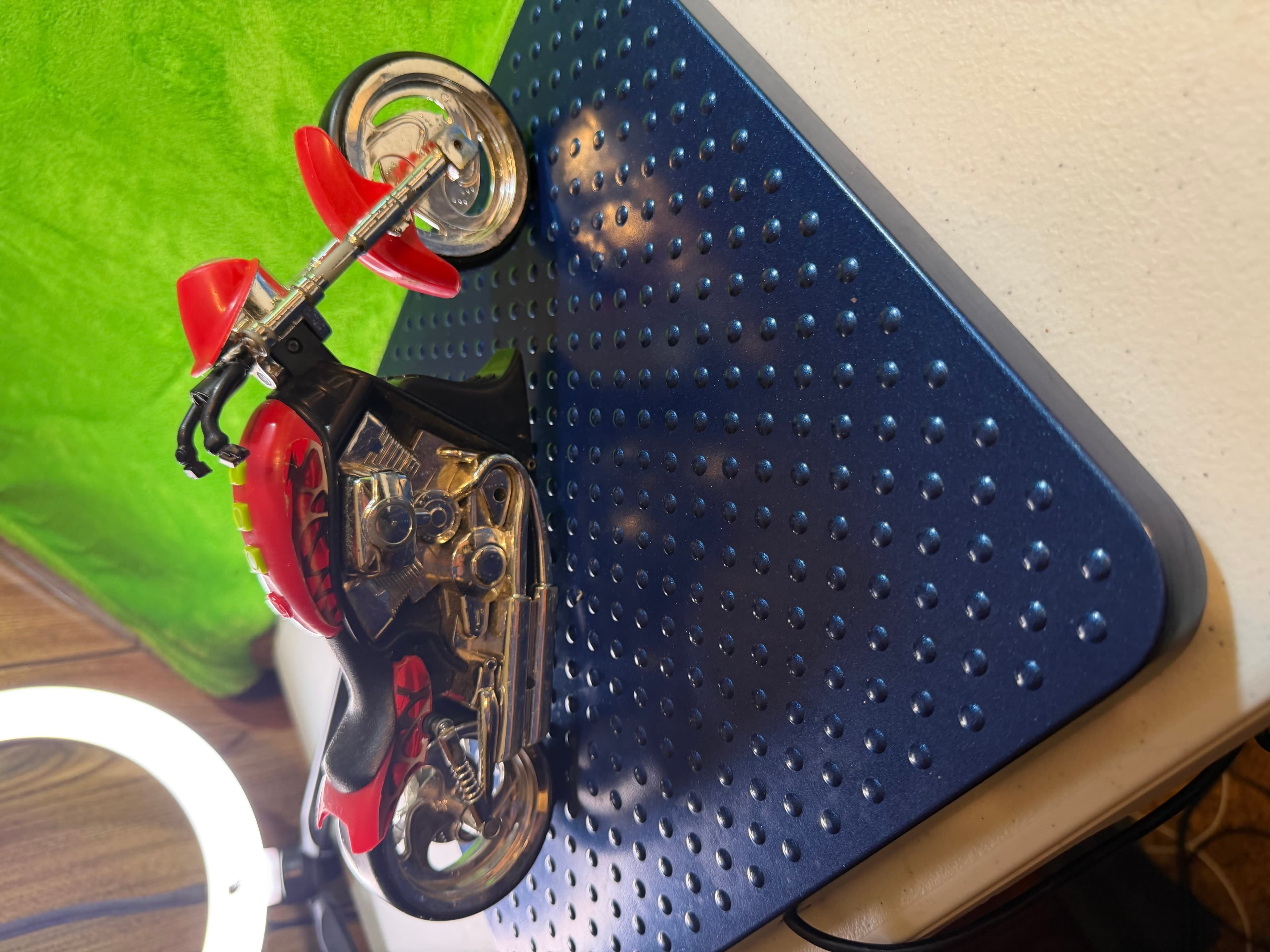 Toy Chopper Motorcycle Red Flames Lights Sounds Music Horn Nitrous Cruiser Bike - Thumbnail 2