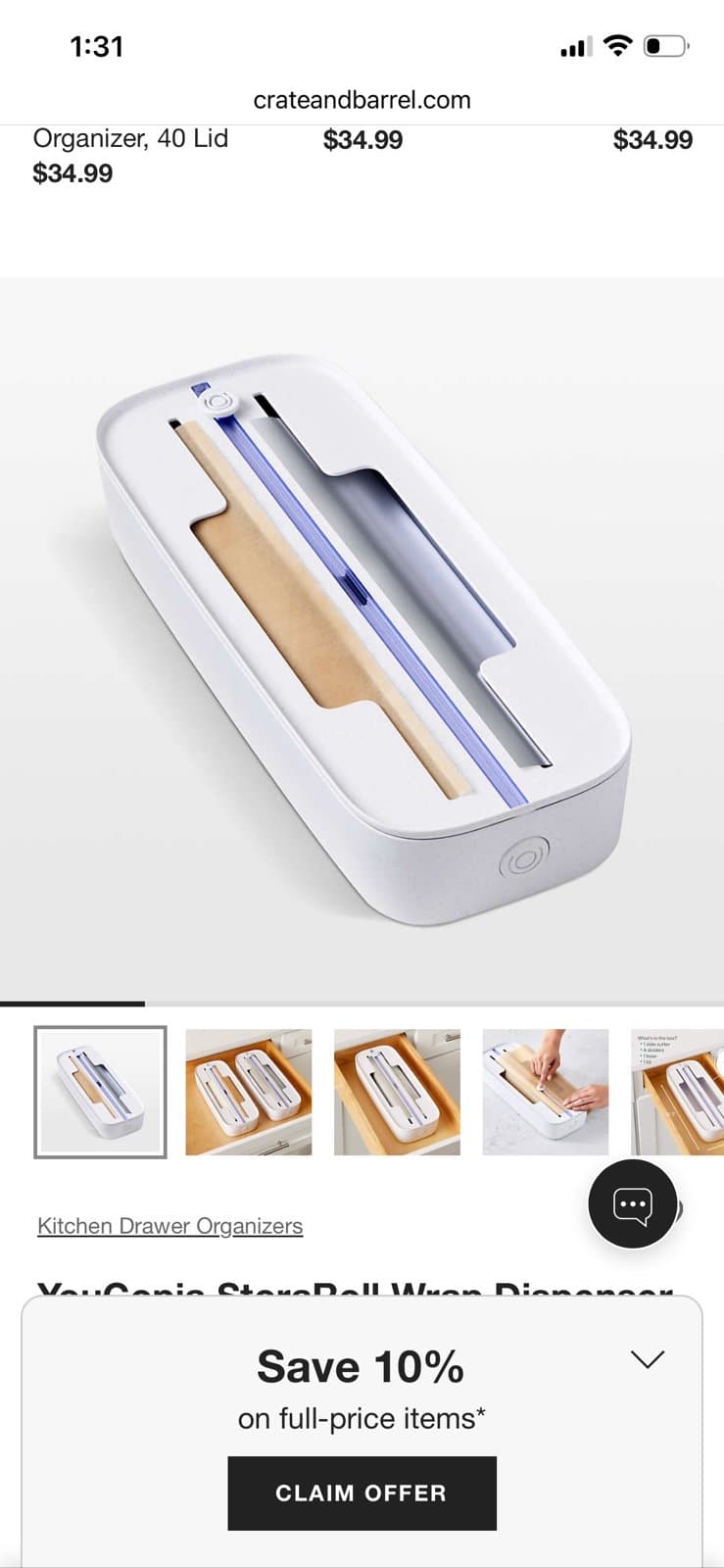 Crate & Barrel YouCopia StoraRoll Wrap Dispenser, 2-in-1 - Thumbnail 2